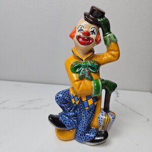 Vintage Porcelain Clown Figurine Hand painted Signed CSG '85
